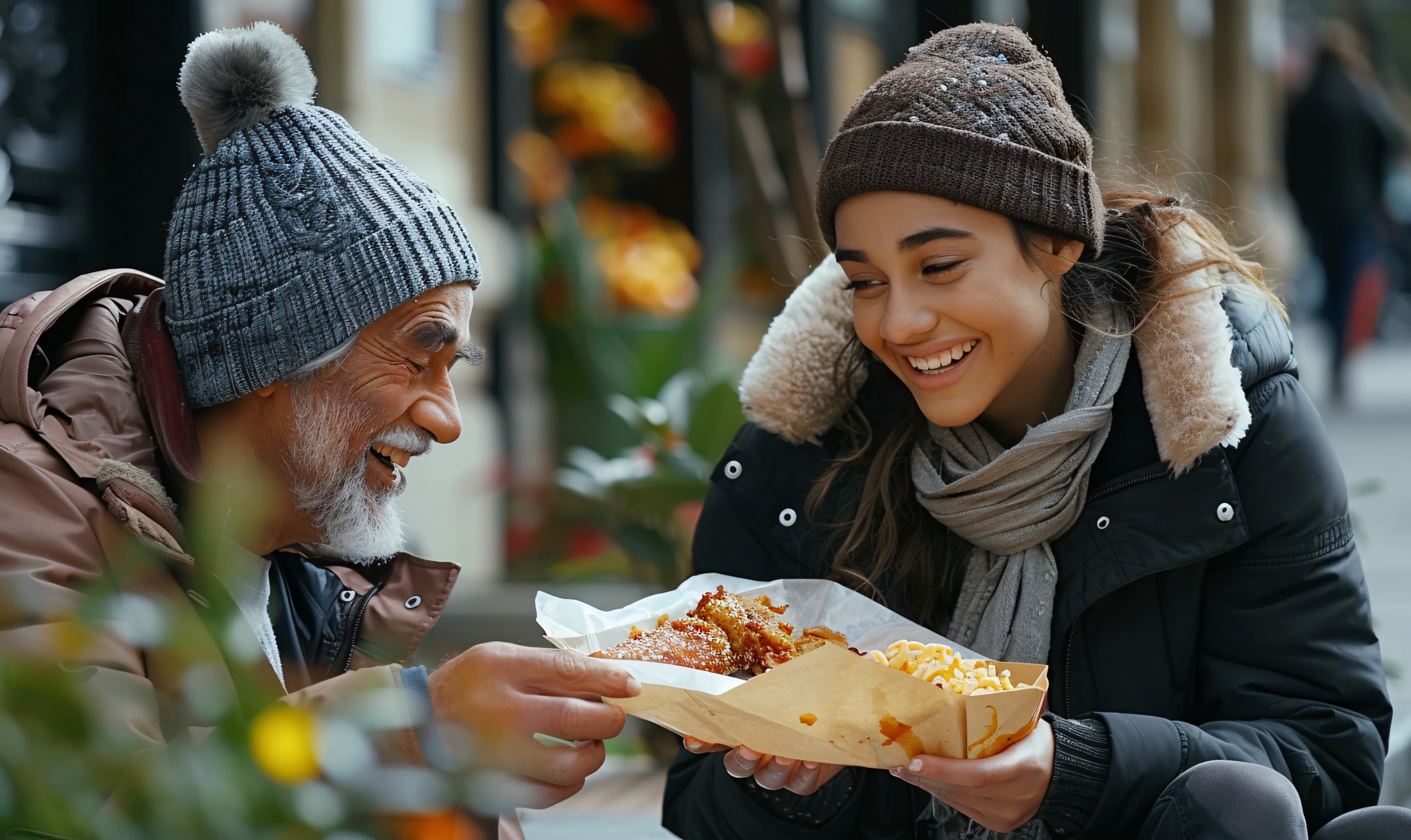 People sharing pizza
